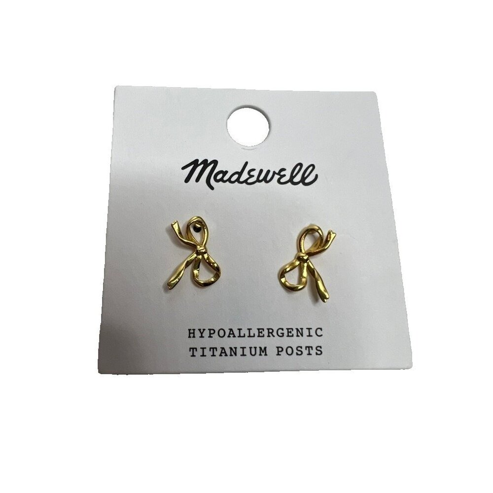 Madewell $32 Metal Bow Stud Earrings NR718 - Picture 2 of 4